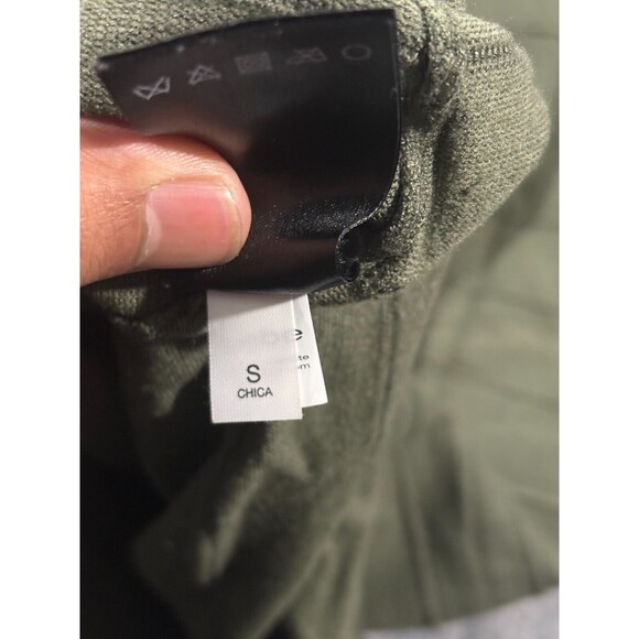 Bebe Dress Womens Green Bandage Stretch Bodycon Knit Sheath 3/4 Sleeve S Flaw - Picture 10 of 10